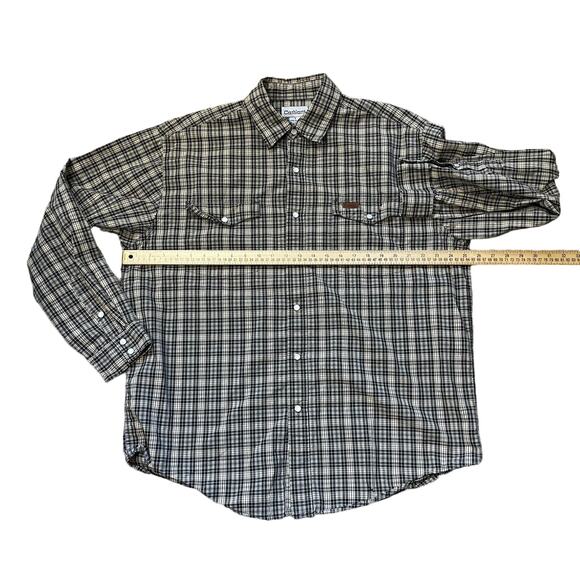 Carhartt Shirt Men's Large Tan Plaid Peral Snap Long Sleeve Button Front Outdoor - Picture 8 of 11